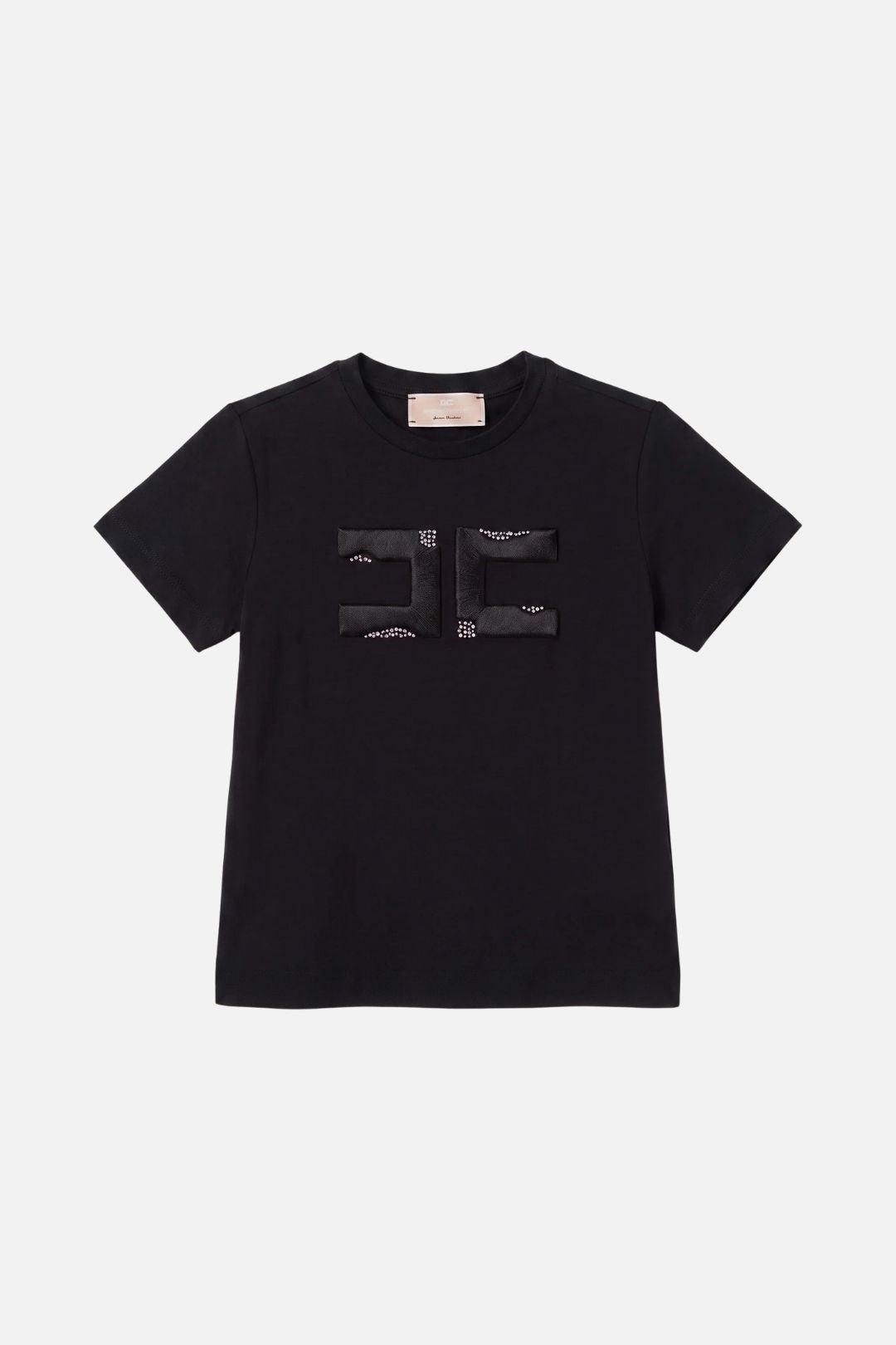 Elisabetta Franchi Bambina T-shirt con Ricamo Doppia C e Strass EFTS270CJE018.N000