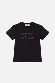 Elisabetta Franchi Bambina T-shirt con Ricamo Doppia C e Strass EFTS270CJE018.N000