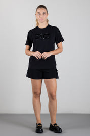 Elisabetta Franchi Bambina T-shirt con Ricamo Doppia C e Strass EFTS270CJE018.N000