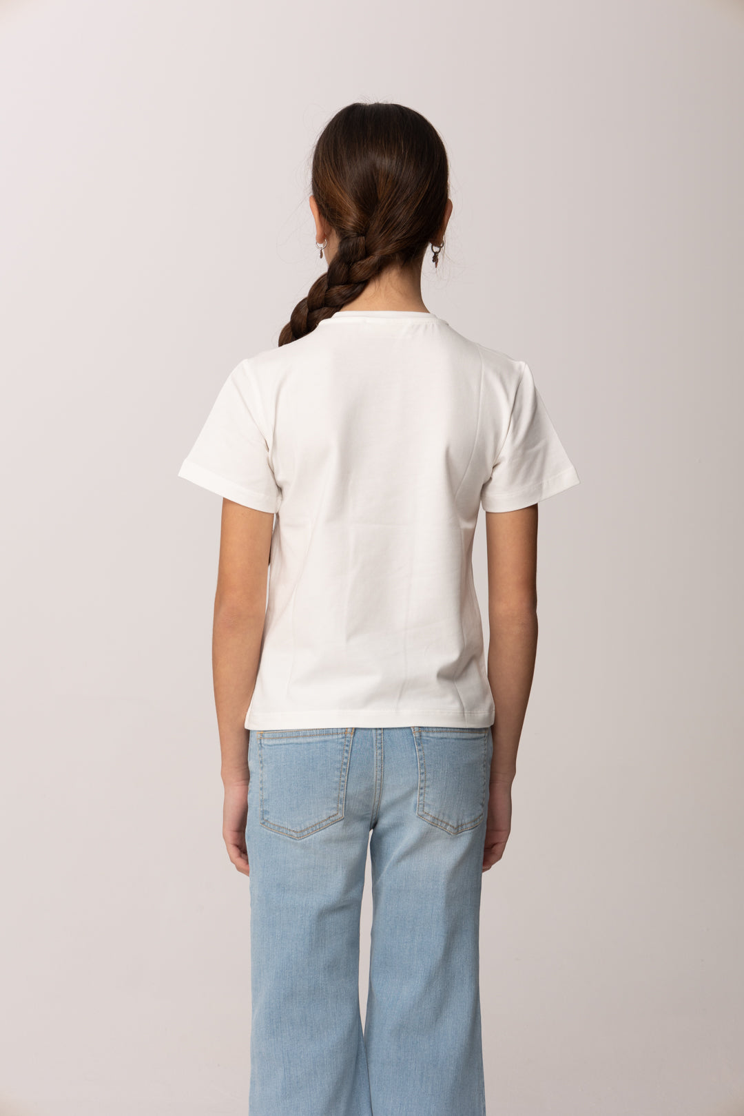 Elisabetta Franchi Bambina T-shirt con Stampa Logo e Lettering Oro EFTS2600JE006.0115