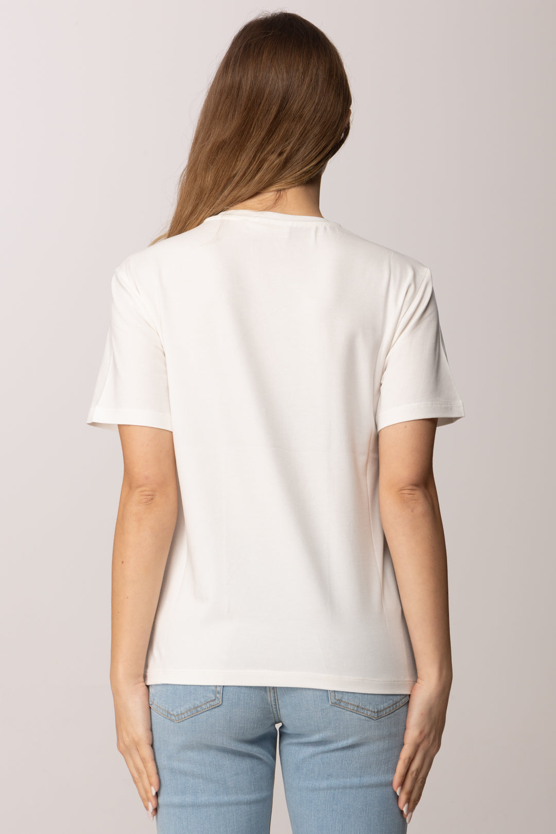 Elisabetta Franchi Bambina T-shirt con Stampa Logo e Lettering Oro EFTS2600JE006.0115