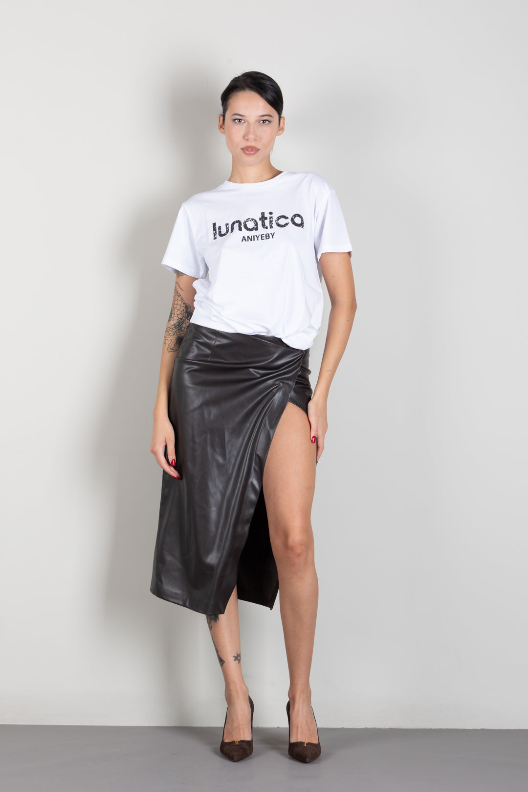 Aniye By T-shirt con Stampa "lunatica" a Contrasto 181333 WHITE :AI26
