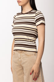 Pinko T-shirt Cropped a Righe 107308 A3H4 MGP