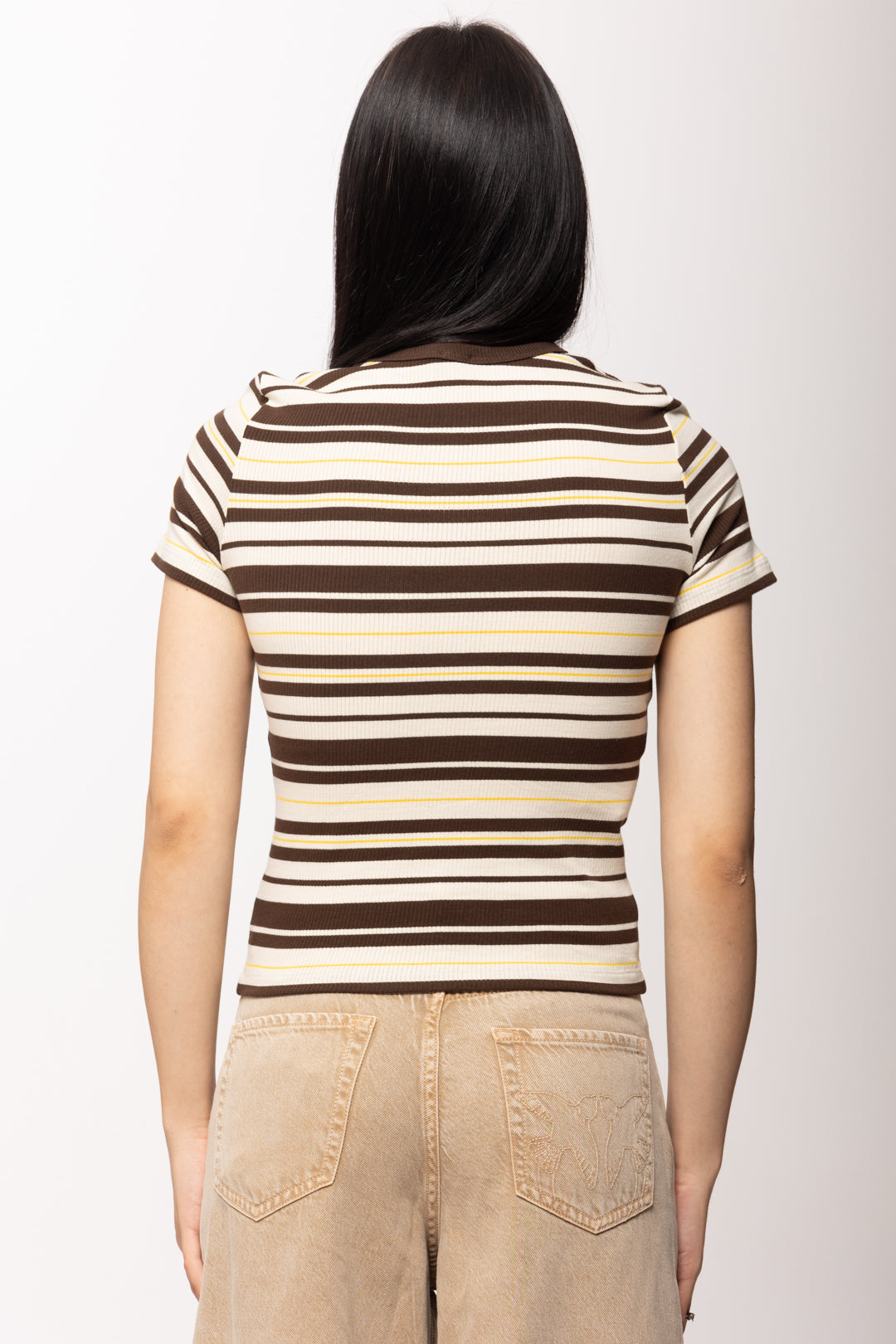 Pinko T-shirt Cropped a Righe 107308 A3H4 MGP
