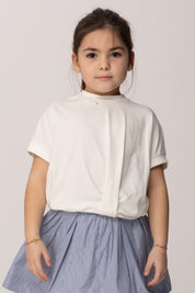 Elisabetta Franchi Bambina T-shirt Drappeggiata con Dettaglio Centrale EGTS1140JE006.0004
