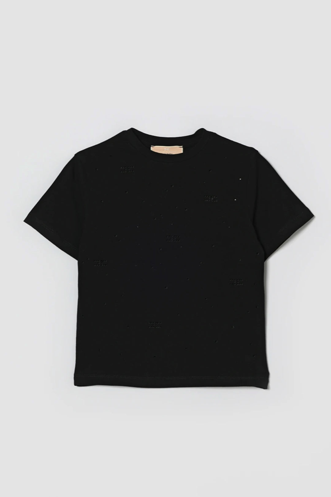 Elisabetta Franchi Bambina T-shirt Girocollo con Applicazione Di Strass EFTS2630JE006.N135
