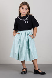 Elisabetta Franchi Bambina T-shirt Girocollo con Applicazione Di Strass EFTS264CJE018.N000