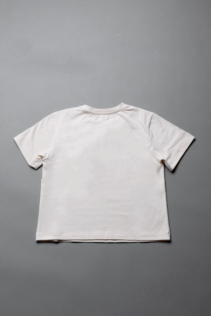 Elisabetta Franchi Bambina T-shirt Girocollo con Collana Gioiello e Logo In Strass EFTS264CJE018.C063