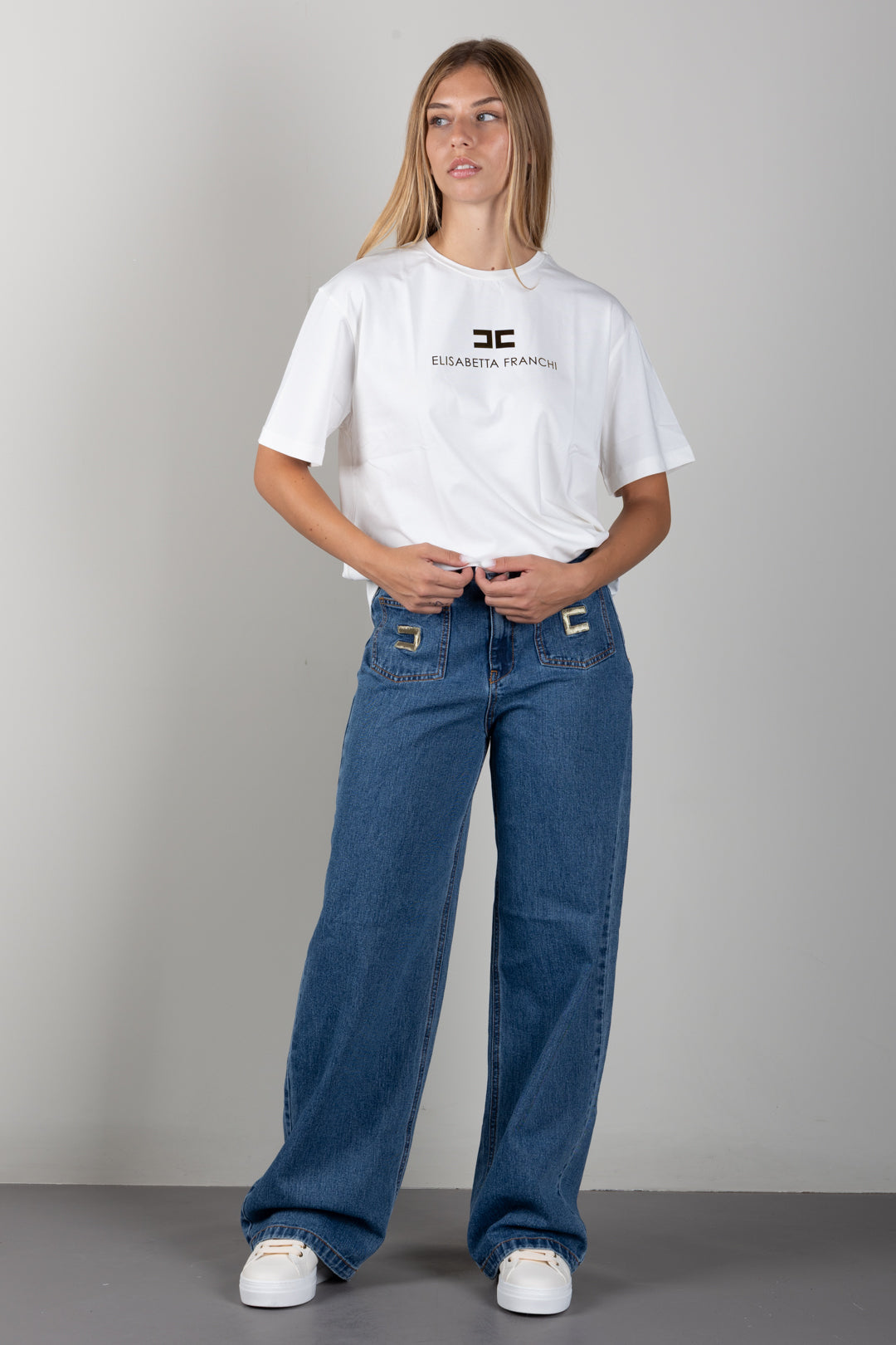 Elisabetta Franchi Bambina T-shirt Girocollo con Stampa Logo EFTS267CJE018.0045