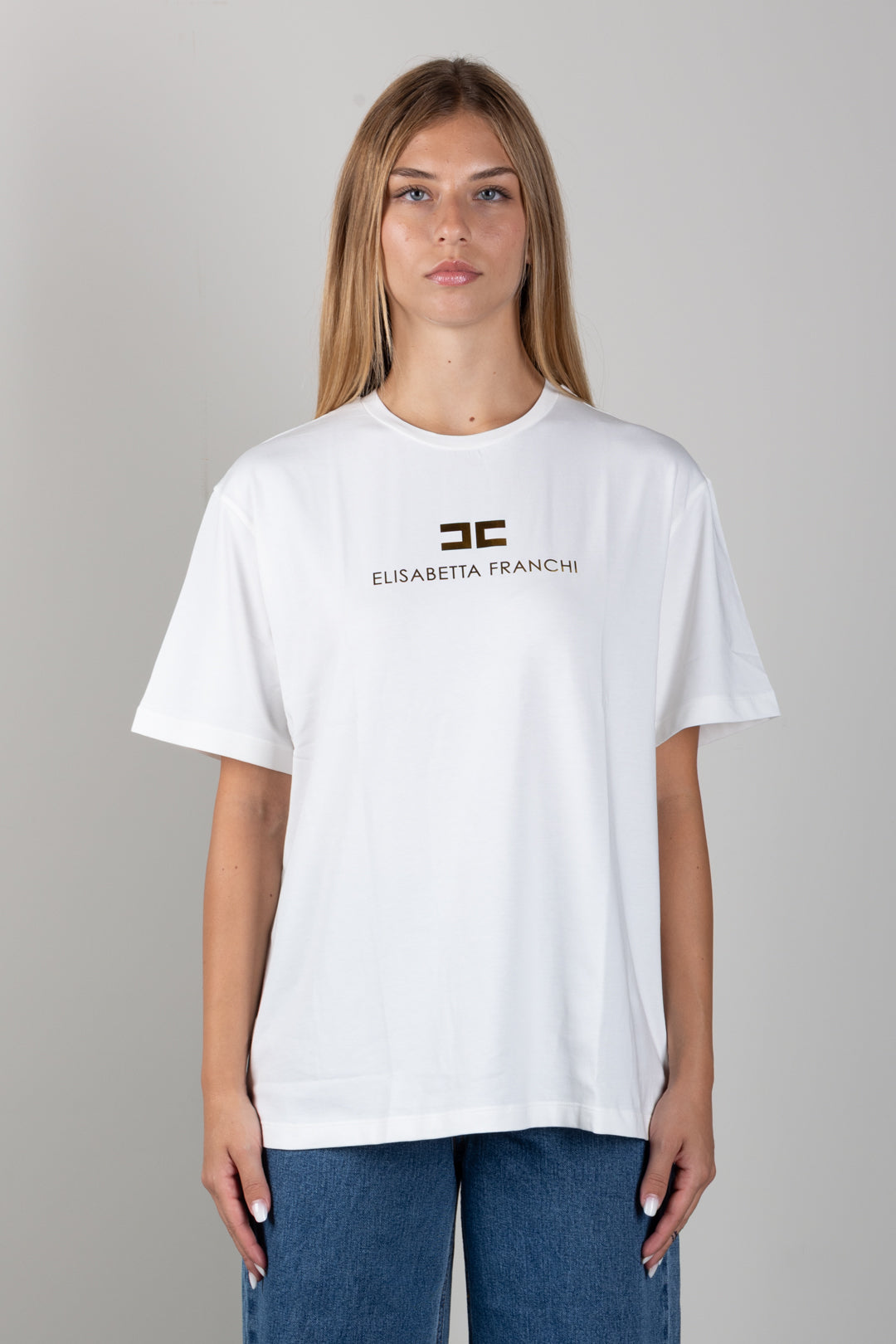 Elisabetta Franchi Bambina T-shirt Girocollo con Stampa Logo EFTS267CJE018.0045