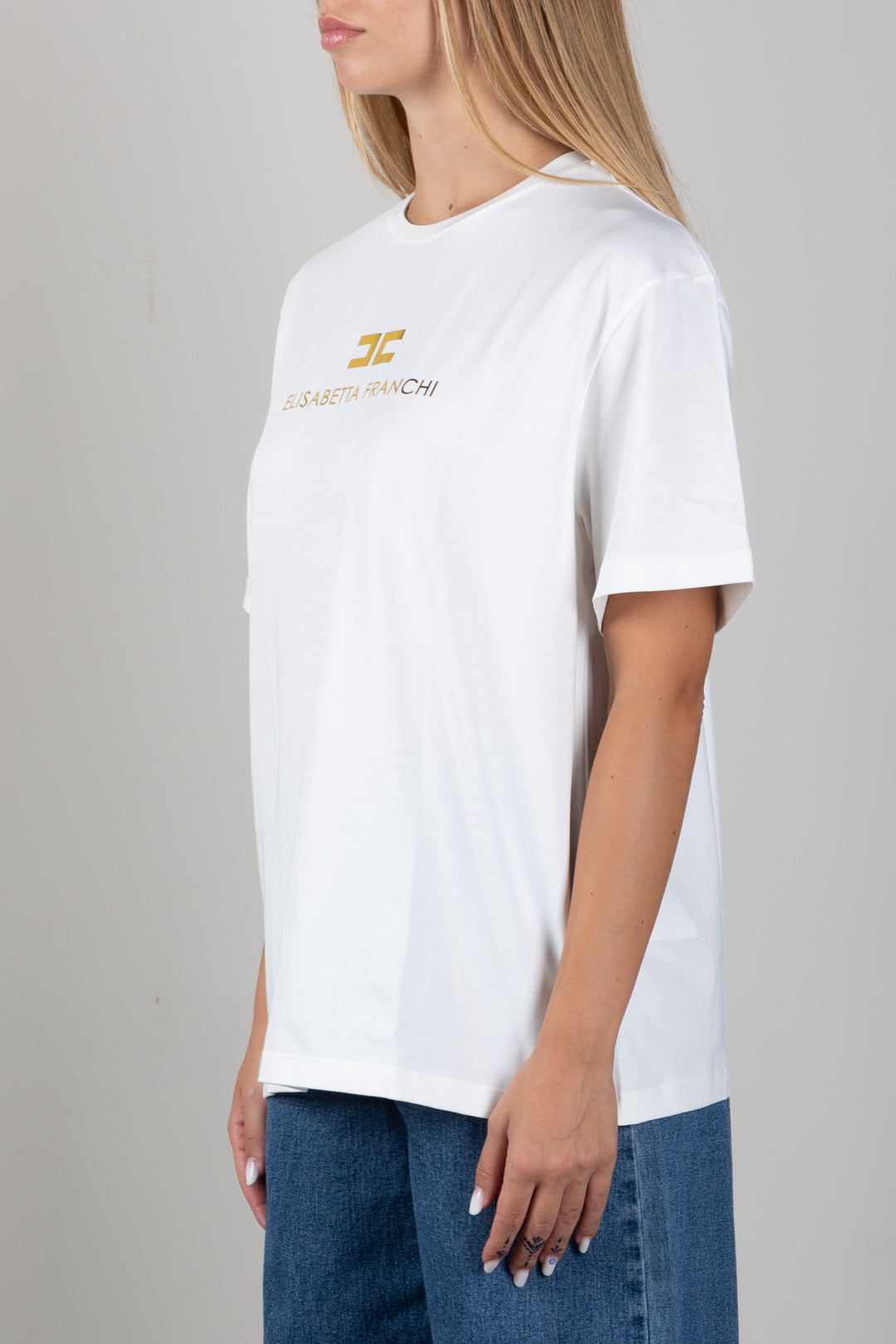 Elisabetta Franchi Bambina T-shirt Girocollo con Stampa Logo EFTS267CJE018.0045