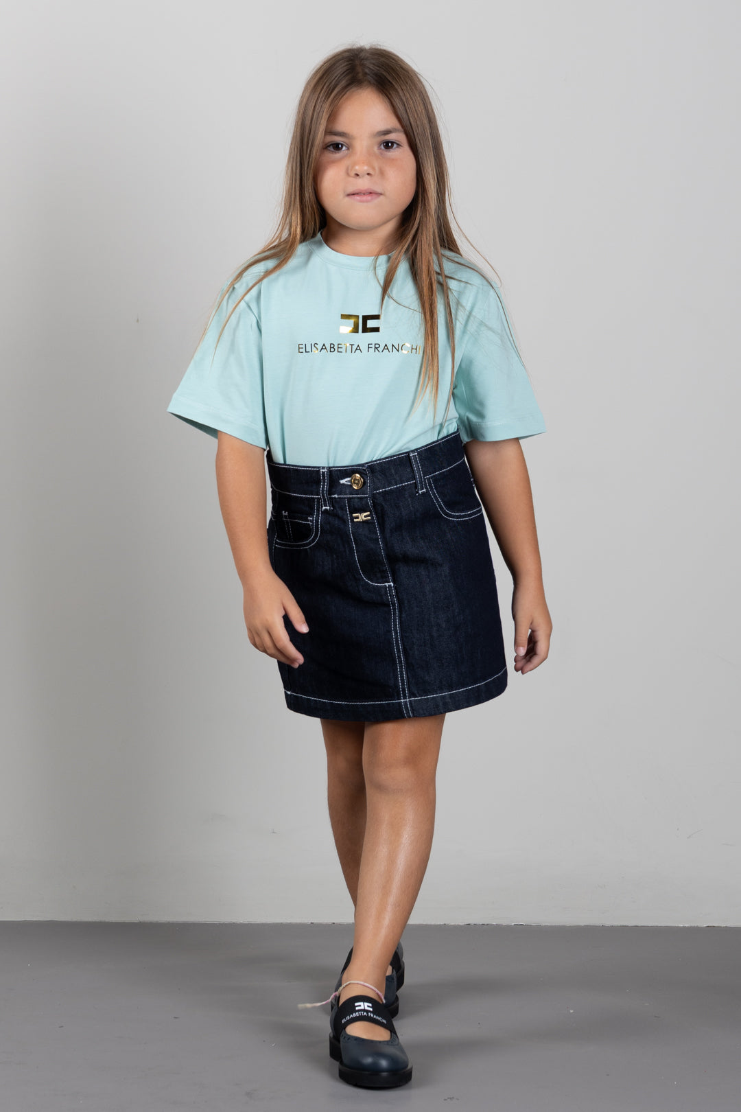 Elisabetta Franchi Bambina T-shirt Girocollo con Stampa Logo EFTS267CJE018.1269
