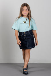 Elisabetta Franchi Bambina T-shirt Girocollo con Stampa Logo EFTS267CJE018.1269