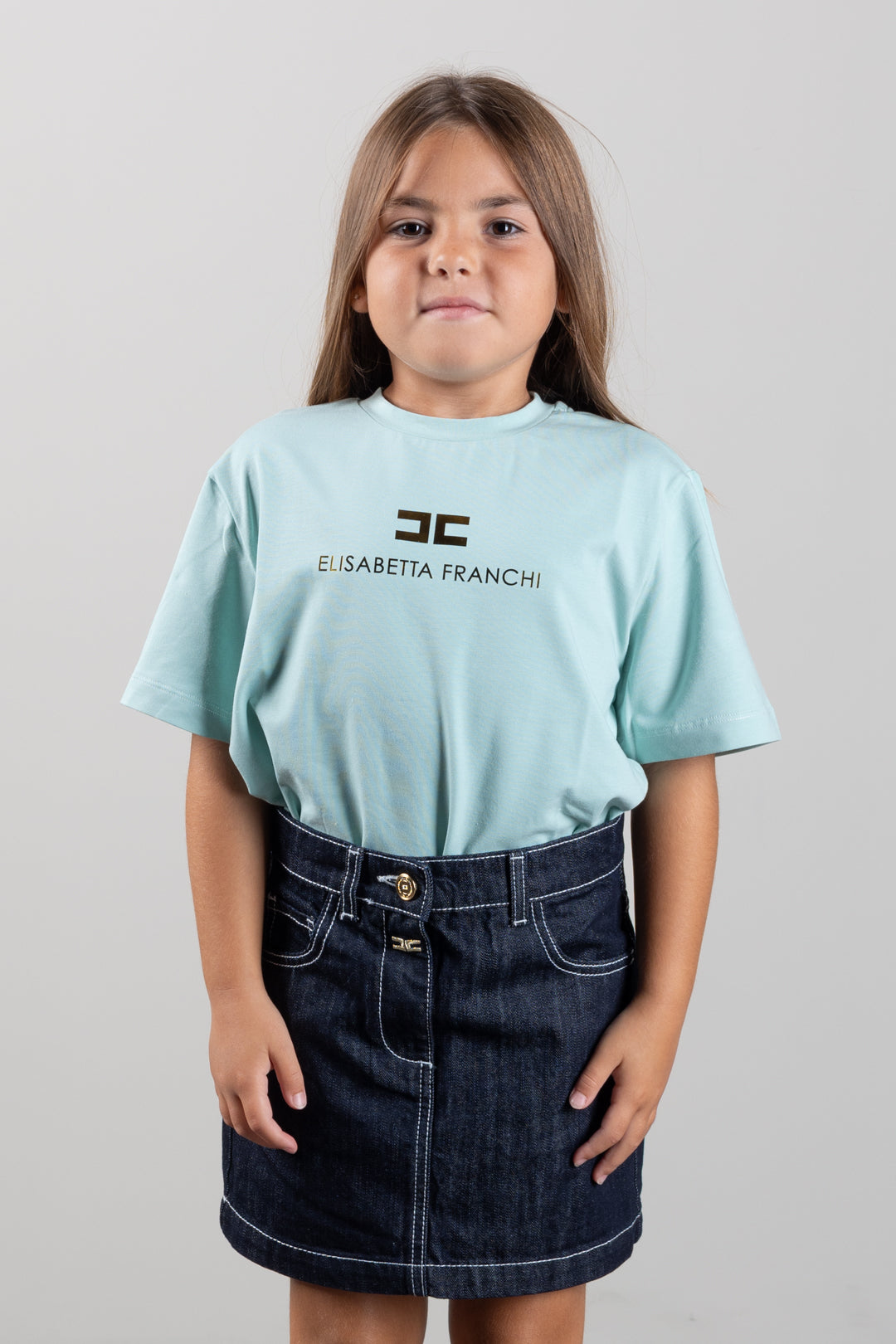 Elisabetta Franchi Bambina T-shirt Girocollo con Stampa Logo EFTS267CJE018.1269