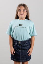 Elisabetta Franchi Bambina T-shirt Girocollo con Stampa Logo EFTS267CJE018.1269