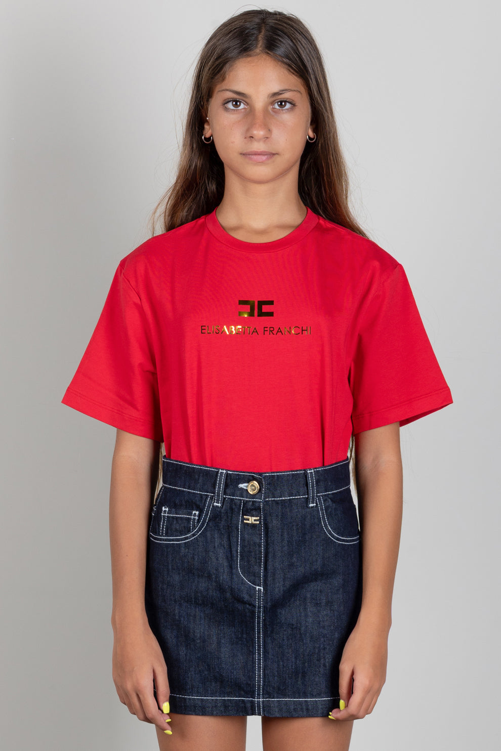 Elisabetta Franchi Bambina T-shirt Girocollo con Stampa Logo EFTS267CJE018.3328