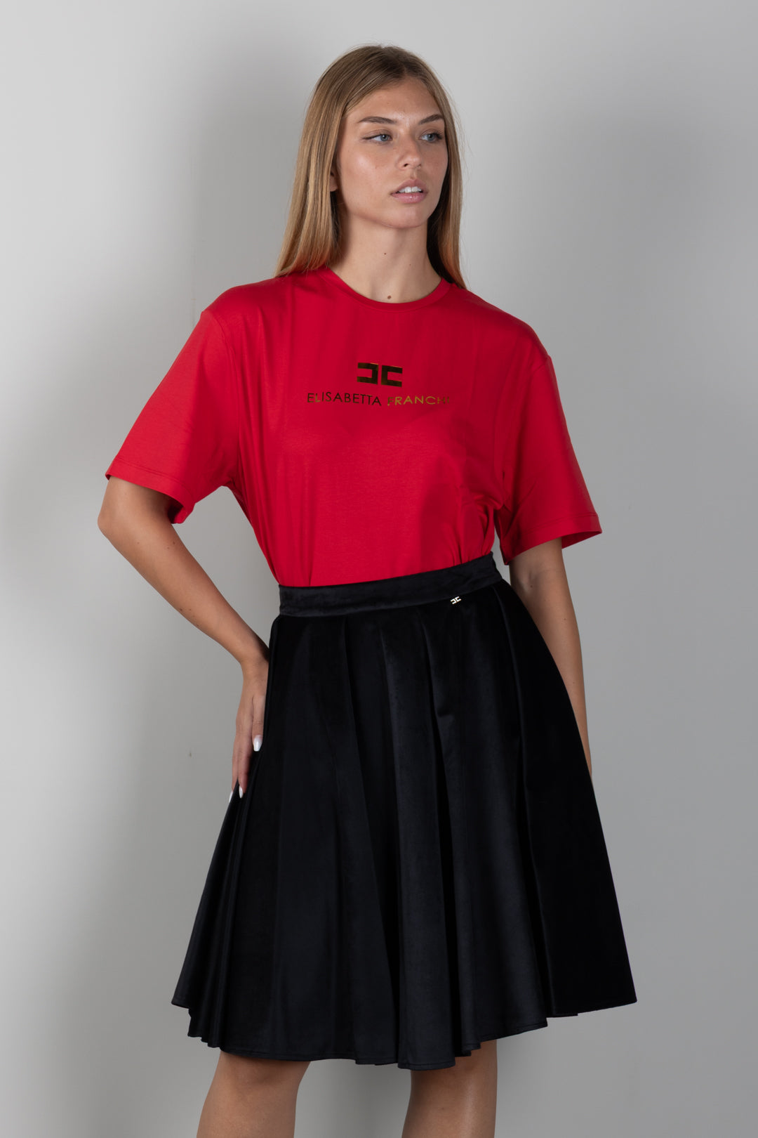 Elisabetta Franchi Bambina T-shirt Girocollo con Stampa Logo EFTS267CJE018.3328