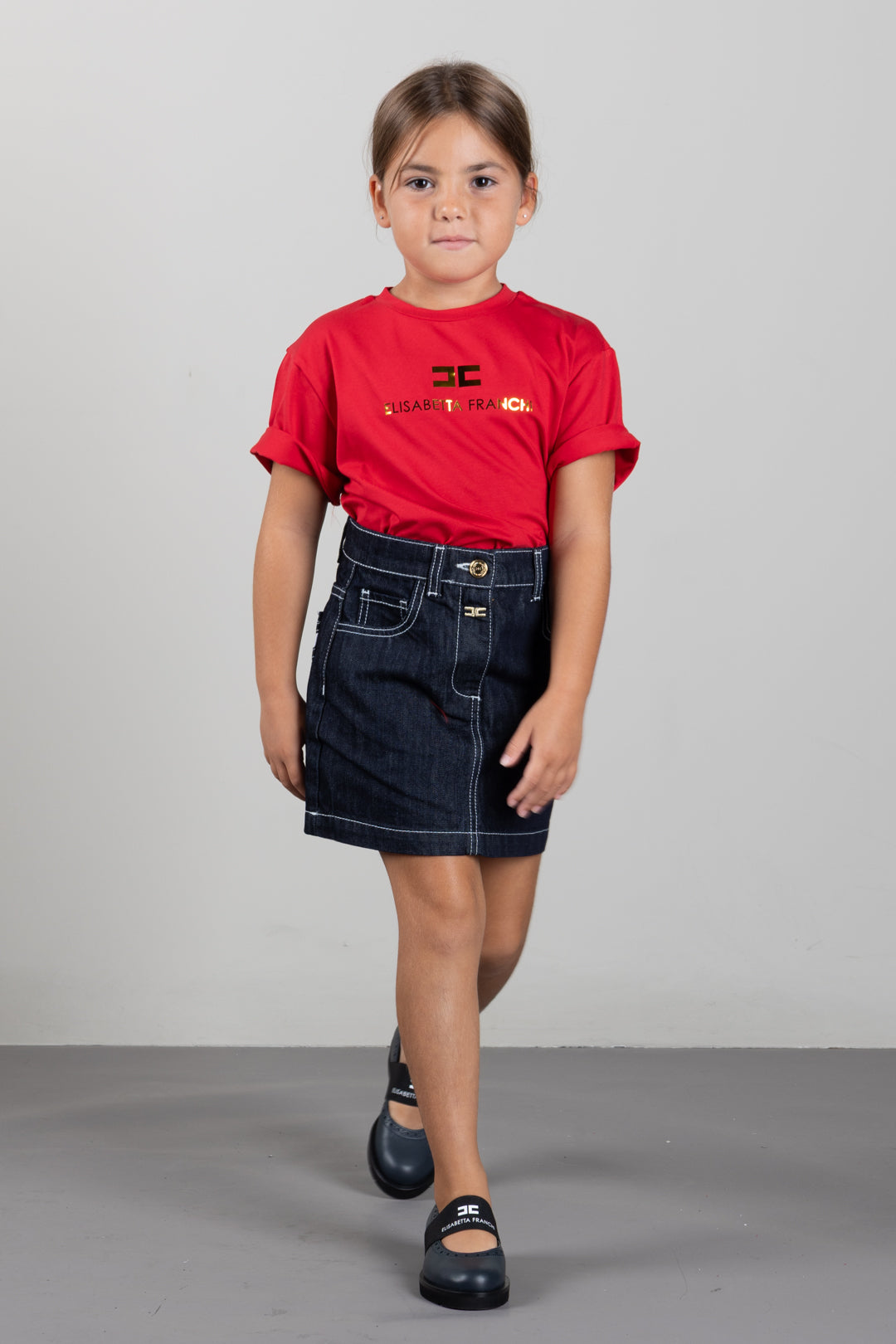 Elisabetta Franchi Bambina T-shirt Girocollo con Stampa Logo EFTS267CJE018.3328