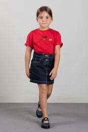 Elisabetta Franchi Bambina T-shirt Girocollo con Stampa Logo EFTS267CJE018.3328