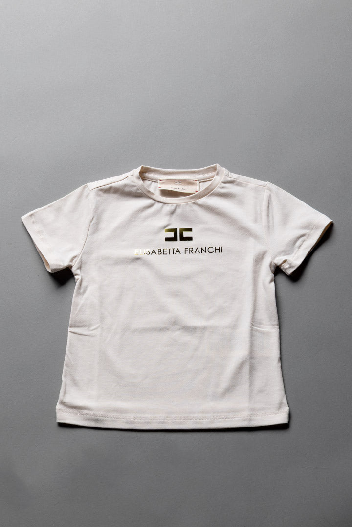 Elisabetta Franchi Bambina T-shirt Girocollo con Stampa Logo EFTS267CJE018.C163