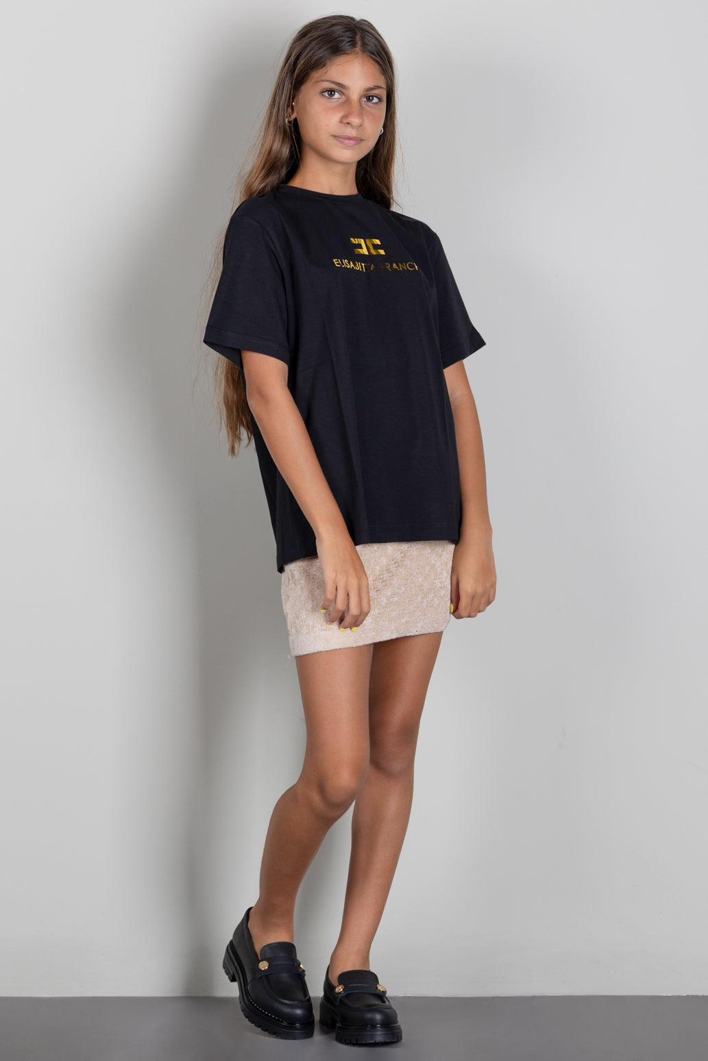 Elisabetta Franchi Bambina T-shirt Girocollo con Stampa Logo EFTS267CJE018.N005