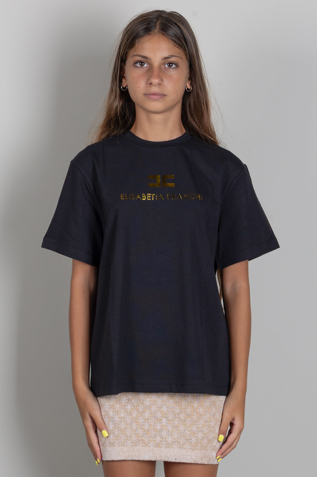 Elisabetta Franchi Bambina T-shirt Girocollo con Stampa Logo EFTS267CJE018.N005