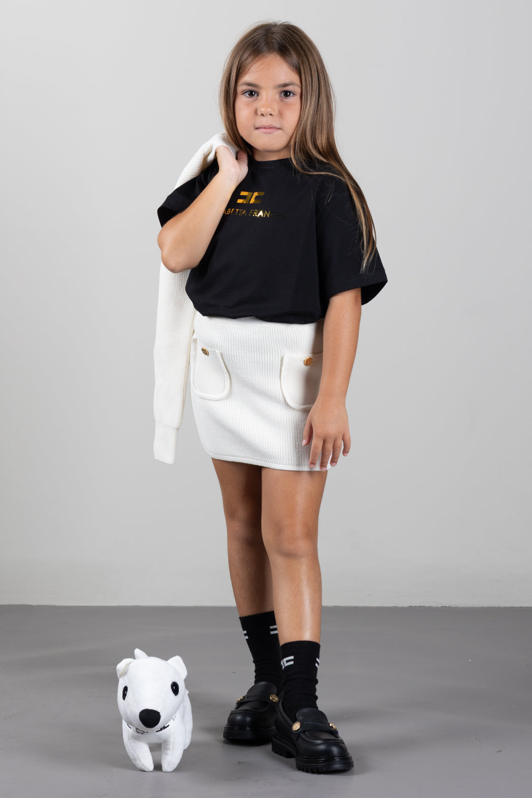 Elisabetta Franchi Bambina T-shirt Girocollo con Stampa Logo EFTS267CJE018.N005