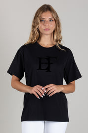 Elisabetta Franchi T-shirt In Cotone con Logo In Rilievo MA01P66E2 NERO