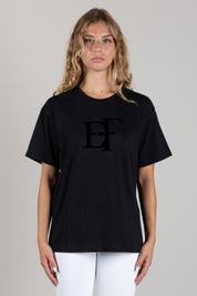 Elisabetta Franchi T-shirt In Cotone con Logo In Rilievo MA01P66E2 NERO