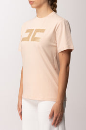 Elisabetta Franchi Bambina T-shirt In Cotone con Logo Paillettes EFTS2590JE006.C125
