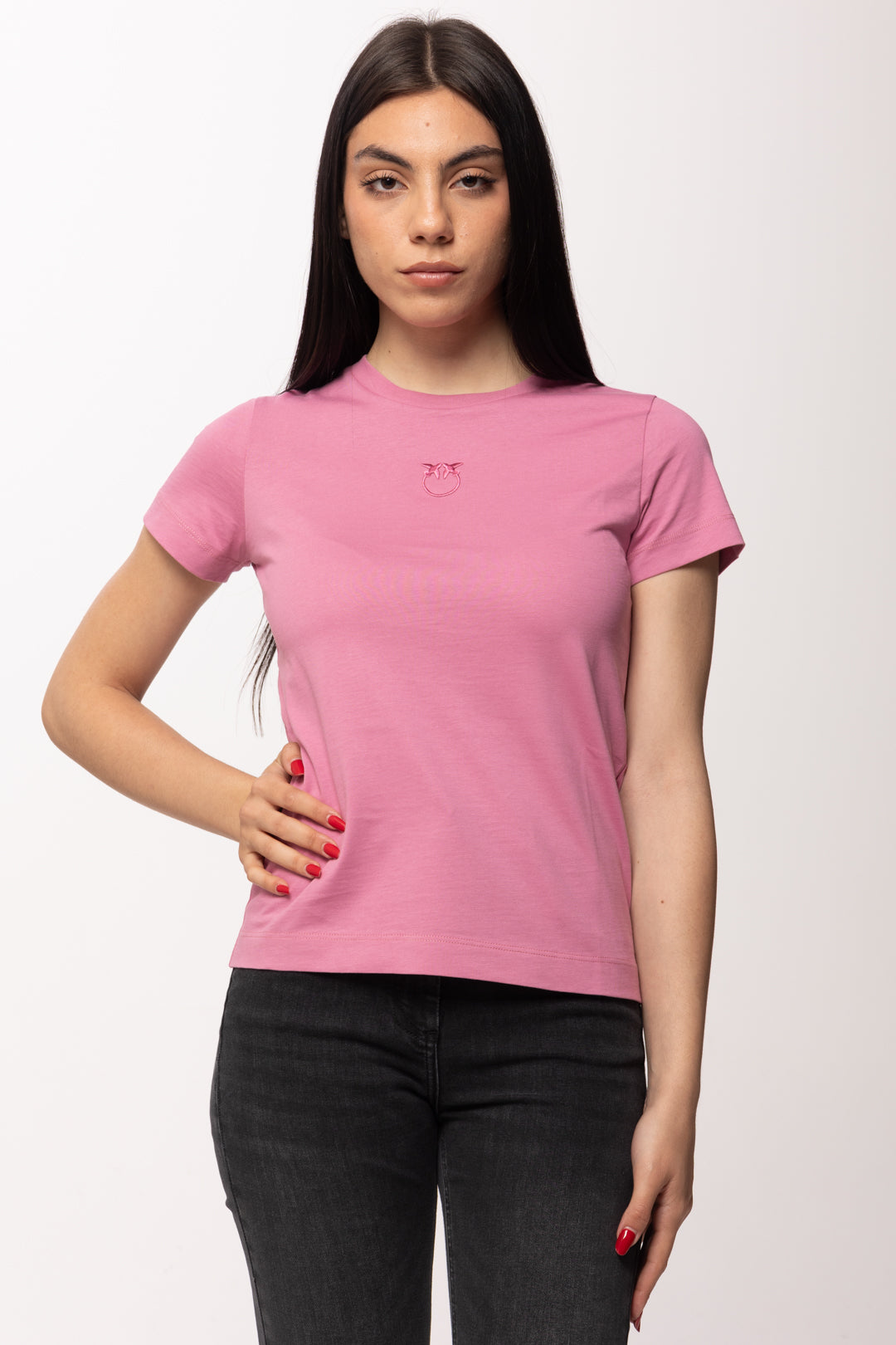 Pinko T-shirt In Cotone con Logo Ricamato 100355 A339 Q48
