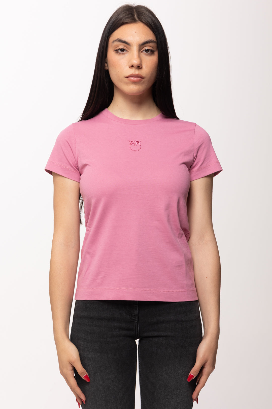 Pinko T-shirt In Cotone con Logo Ricamato 100355 A339 Q48
