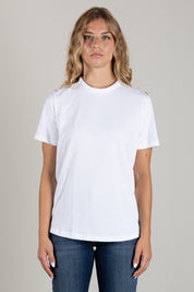 Elisabetta Franchi T-shirt In Cotone con Logo Ricamato Tono Su Tono MA00266E2 GESSO