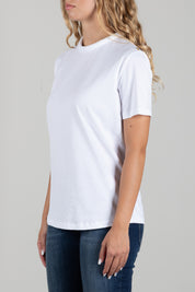 Elisabetta Franchi T-shirt In Cotone con Logo Ricamato Tono Su Tono MA00266E2 GESSO
