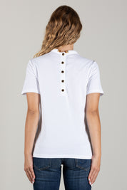 Elisabetta Franchi T-shirt In Cotone con Logo Ricamato Tono Su Tono MA00266E2 GESSO