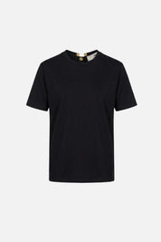 Elisabetta Franchi T-shirt In Cotone con Logo Ricamato Tono Su Tono MA00266E2 NERO