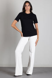 Elisabetta Franchi T-shirt In Cotone con Logo Ricamato Tono Su Tono MA00266E2 NERO