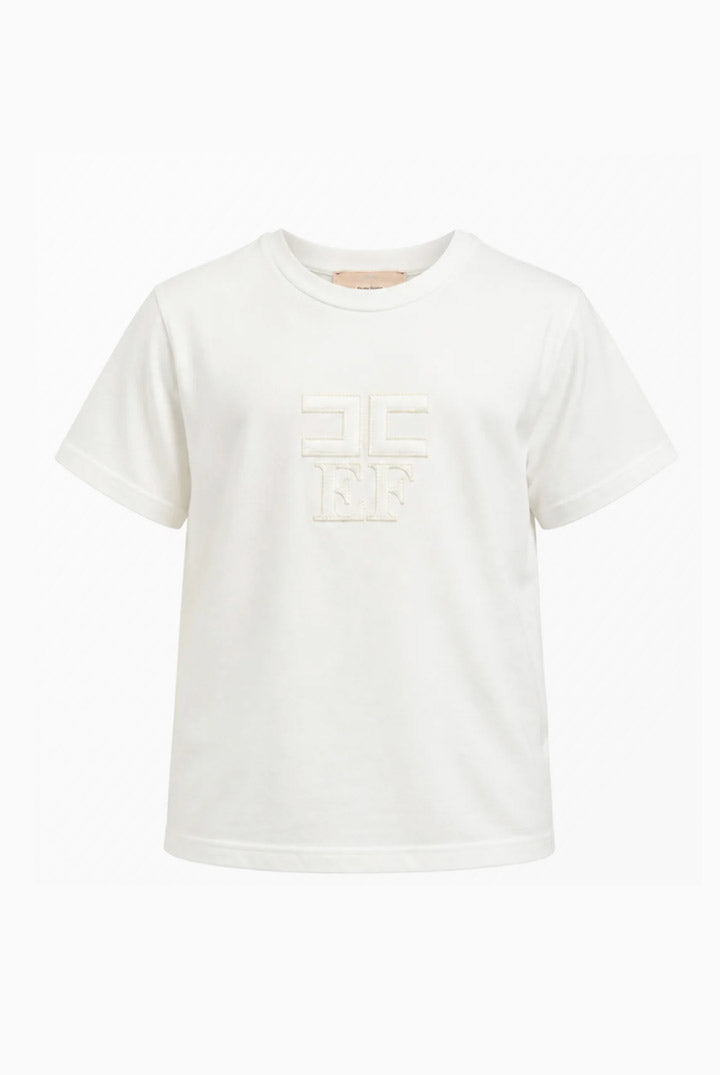 Elisabetta Franchi Bambina T-shirt In Cotone con Logo Sul Davanti EFTS266CJE018.0004