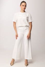 Elisabetta Franchi Bambina T-shirt In Cotone con Logo Tono Su Tono EFTS2620JE006.0195
