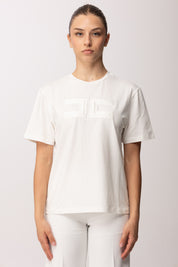Elisabetta Franchi Bambina T-shirt In Cotone con Logo Tono Su Tono EFTS2620JE006.0195