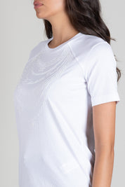 Elisabetta Franchi T-shirt In Cotone con Motivo Catene Tono Su Tono MA66A66E2 GESSO
