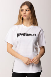Elisabetta Franchi T-shirt In Cotone con Stampa Empowerment MA72G61E2 GESSO
