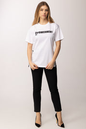 Elisabetta Franchi T-shirt In Cotone con Stampa Empowerment MA72G61E2 GESSO