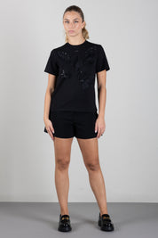 Elisabetta Franchi Bambina T-shirt In Jersey con Applicazioni Piuma e Paillettes EFTS2740JE006.N000