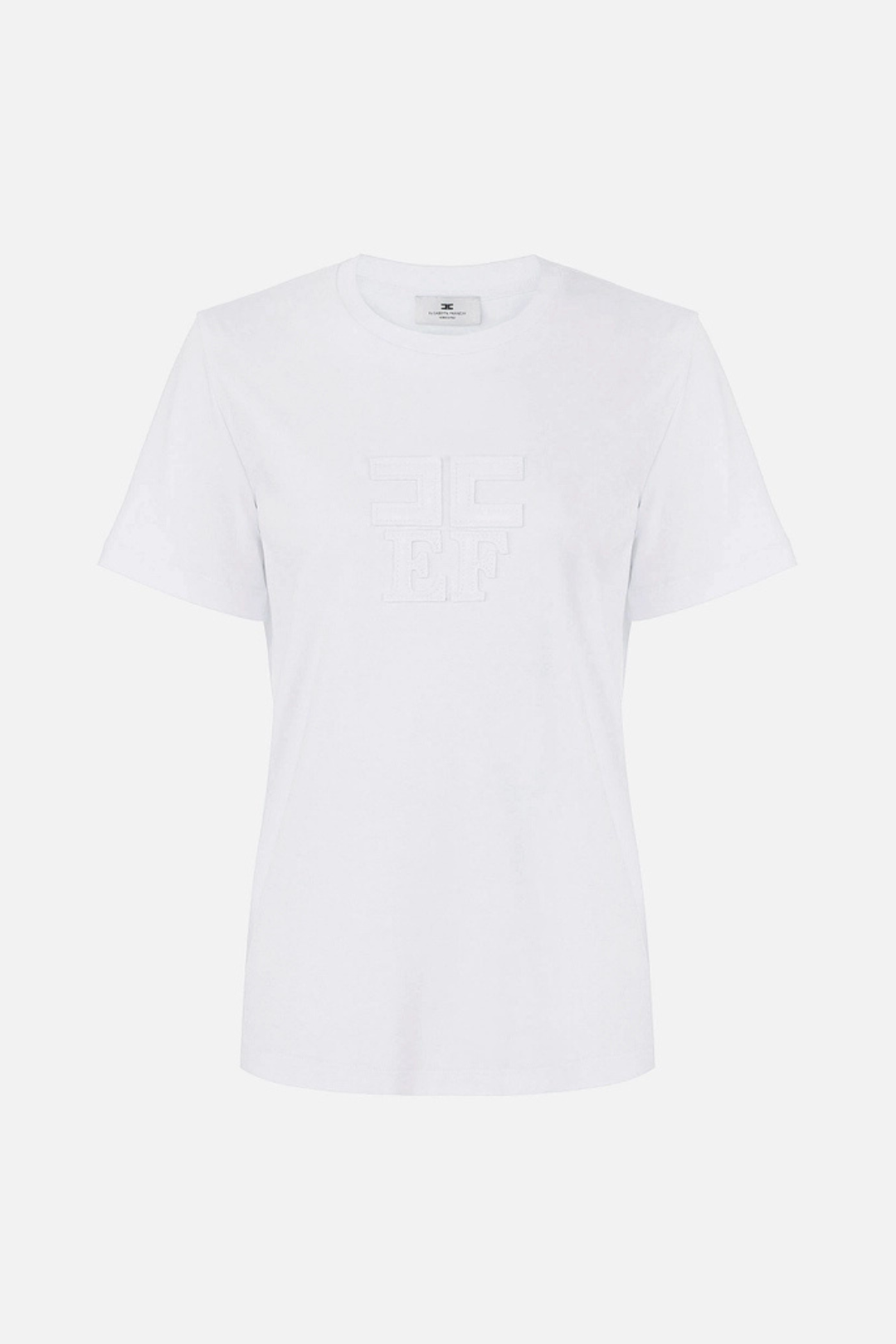 Elisabetta Franchi T-shirt In Jersey con Loghi MA75P66E2 GESSO