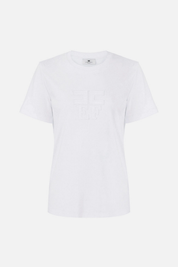 Elisabetta Franchi T-shirt In Jersey con Loghi MA75P66E2 GESSO