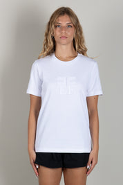 Elisabetta Franchi T-shirt In Jersey con Loghi MA75P66E2 GESSO