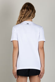 Elisabetta Franchi T-shirt In Jersey con Loghi MA75P66E2 GESSO