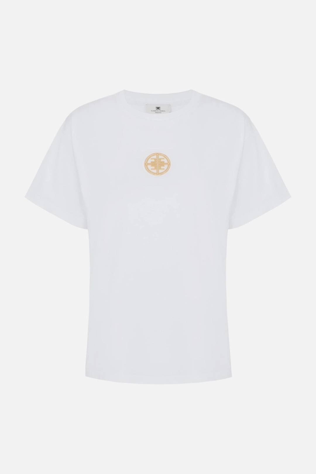 Elisabetta Franchi T-shirt In Jersey con Logo Gioiello MA00866E2 GESSO