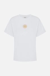Elisabetta Franchi T-shirt In Jersey con Logo Gioiello MA00866E2 GESSO